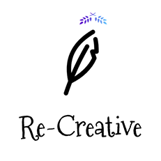 Re-Creative logo: a stylized quill with laurels